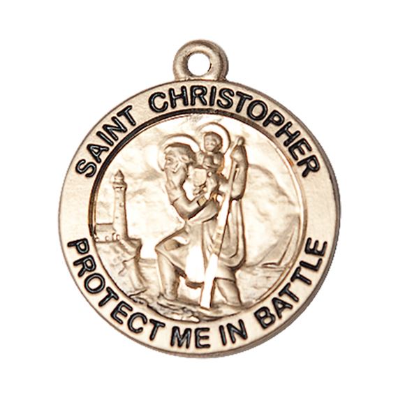14KT GOLD ST CHRISTOPHER MEDAL - 1" x 1 5/8"